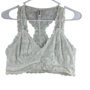 Zenana Outfitters White Bralette Women's Large Lace Bridal Unlined No Padding